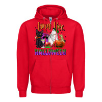 Red long live halloween Zipper Hoodie - NancyCooperArtShop