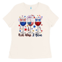 Bone red wine and blue wine glasses Ladies Tee - texasbilliewilder