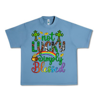 Pebble Blue Western St. Patrick's Day Cross Not Lucky Simply Blessed Urban Heavy Tee - Artiststas