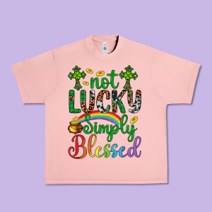 Western St. Patrick's Day Cross Not Lucky Simply Blessed Urban Heavy Tee Designed By Artiststas