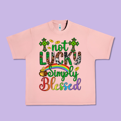 Western St. Patrick's Day Cross Not Lucky Simply Blessed Urban Heavy Tee Designed By Artiststas