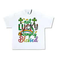 White Western St. Patrick's Day Cross Not Lucky Simply Blessed Urban Heavy Tee - Artiststas