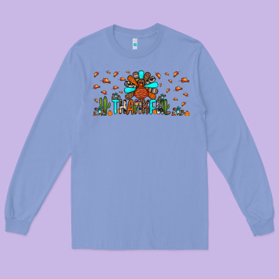 Thankful Turkey Long Sleeve Tee Designed By Jahusdesignshop