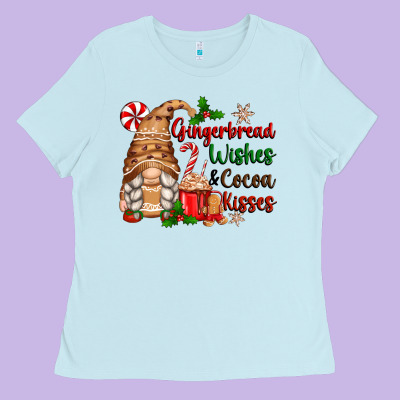 Gingerbread Wishes And Cocoa Kisses Ladies Tee Designed By Zillion Design Studio