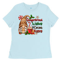 Baby Blue gingerbread wishes and cocoa kisses Ladies Tee - Zillion Design Studio