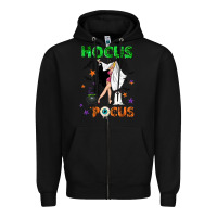 Black hocus pocus with witch Zipper Hoodie - NancyCooperArtShop