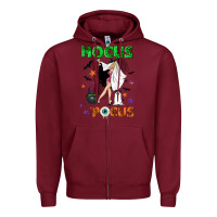 Burgundy hocus pocus with witch Zipper Hoodie - NancyCooperArtShop