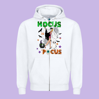 Hocus Pocus With Witch Zipper Hoodie Designed By Nancycooperartshop