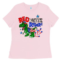Bubblegum Pink red white rawr billie wilder Ladies Tee - texasbilliewilder