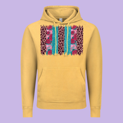 Valentines Day Leopard Rose Glitter Brush Stoke Vintage Hoodie Designed By Jahusdesignshop