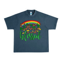 Midnight Navy Western St. Patrick's Rainbow Lucky And Blessed Urban Heavy Tee - Artiststas