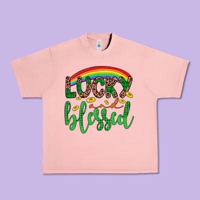 Western St. Patrick's Rainbow Lucky And Blessed Urban Heavy Tee Designed By Artiststas