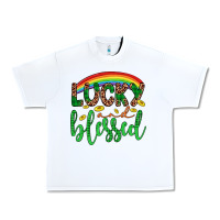 White Western St. Patrick's Rainbow Lucky And Blessed Urban Heavy Tee - Artiststas