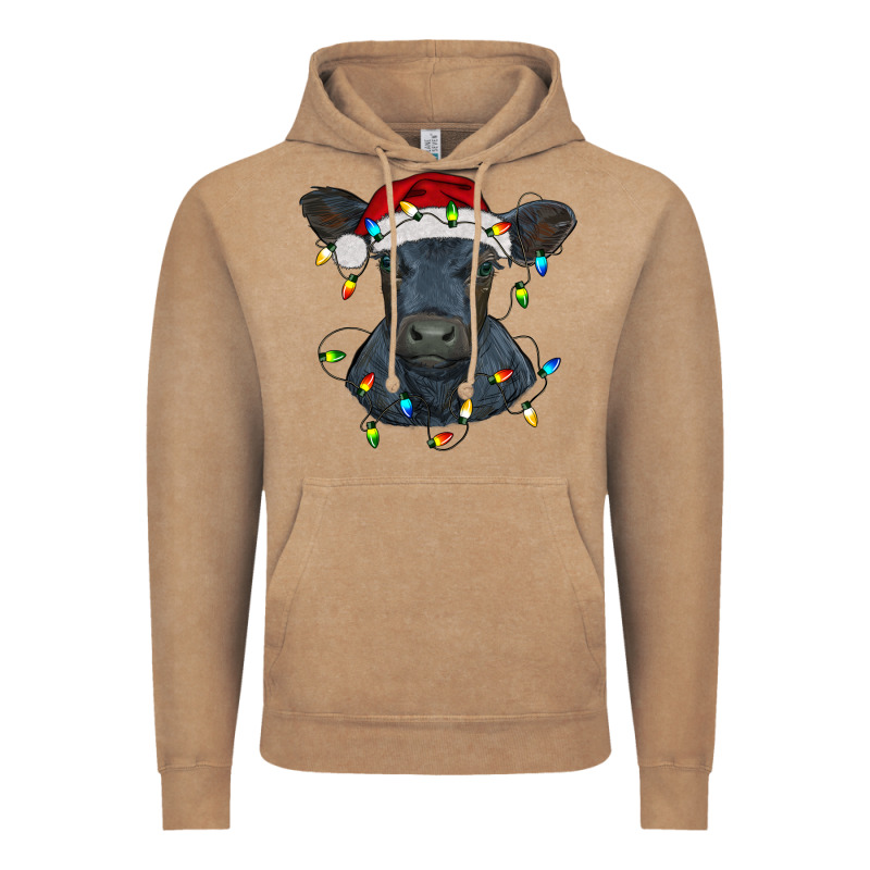 Christmas Baby Black Angus Calf With Lights Vintage Hoodie by RanaPortraitStore | Teevron