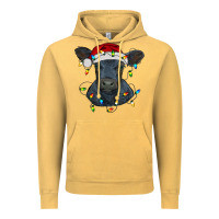 Vintage Mustard christmas baby black angus calf with lights Vintage Hoodie - RanaPortraitStore