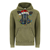 Vintage Olive christmas baby black angus calf with lights Vintage Hoodie - RanaPortraitStore