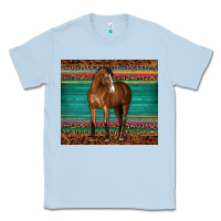 Dusty Blue western horse serape  leather leopard Classic Tee - BarkalooDesign