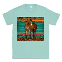 Seafoam western horse serape  leather leopard Classic Tee - BarkalooDesign