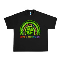 Black Happy St. Patrick's Day Shamrock Rainbow Urban Heavy Tee - Artiststas
