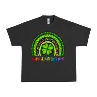 Pigment Black Happy St. Patrick's Day Shamrock Rainbow Urban Heavy Tee - Artiststas
