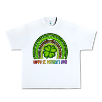 White Happy St. Patrick's Day Shamrock Rainbow Urban Heavy Tee - Artiststas