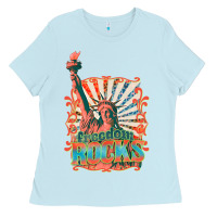 Baby Blue retro freedom rocks billie wilder Ladies Tee - texasbilliewilder