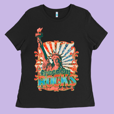 Retro Freedom Rocks Billie Wilder Ladies Tee Designed By Texasbilliewilder