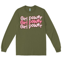 Army Green girl power Long Sleeve Tee - MaliasSmallBusiness