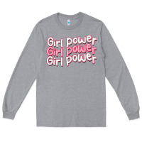 Heather Grey girl power Long Sleeve Tee - MaliasSmallBusiness