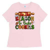 Bubblegum Pink tis the season to bake cookies Ladies Tee - Zillion Design Studio