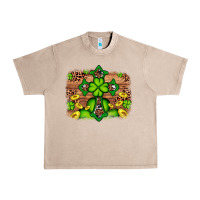 French Oak Western Shamrock Cross Leopard Background Urban Heavy Tee - Artiststas