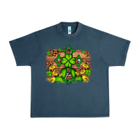Midnight Navy Western Shamrock Cross Leopard Background Urban Heavy Tee - Artiststas