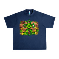 Navy Western Shamrock Cross Leopard Background Urban Heavy Tee - Artiststas