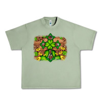 Oil Green Western Shamrock Cross Leopard Background Urban Heavy Tee - Artiststas