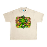Sandshell Western Shamrock Cross Leopard Background Urban Heavy Tee - Artiststas