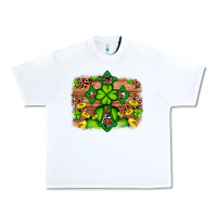 White Western Shamrock Cross Leopard Background Urban Heavy Tee - Artiststas