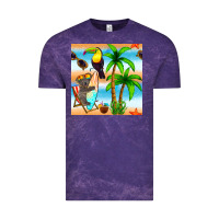 Cloud Purple tropical animals seamless pattern Vintage Tee - BundleAndBundleShop