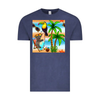 Vintage Denim tropical animals seamless pattern Vintage Tee - BundleAndBundleShop