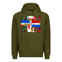 Army Green Mexican and Puerto Rico Flag Premium Hoodie - texasbilliewilder