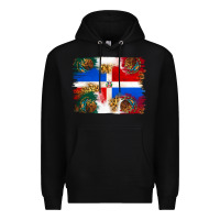 Black Mexican and Puerto Rico Flag Premium Hoodie - texasbilliewilder