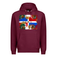 Burgundy Mexican and Puerto Rico Flag Premium Hoodie - texasbilliewilder
