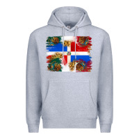 Heather Grey Mexican and Puerto Rico Flag Premium Hoodie - texasbilliewilder