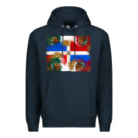 Navy Mexican and Puerto Rico Flag Premium Hoodie - texasbilliewilder