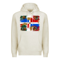 Oatmeal Heather Mexican and Puerto Rico Flag Premium Hoodie - texasbilliewilder