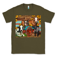 Army Green Farm Animals On An Old Wagon Classic Tee - LillyAllenDesigns