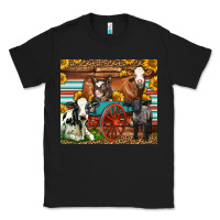 Black Farm Animals On An Old Wagon Classic Tee - LillyAllenDesigns
