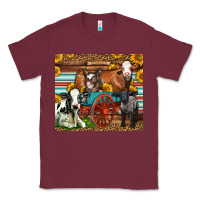 Burgundy Farm Animals On An Old Wagon Classic Tee - LillyAllenDesigns