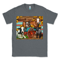 Charcoal Heather Farm Animals On An Old Wagon Classic Tee - LillyAllenDesigns