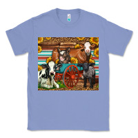 Colony Blue Farm Animals On An Old Wagon Classic Tee - LillyAllenDesigns