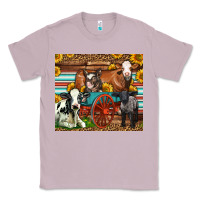 Lilac Farm Animals On An Old Wagon Classic Tee - LillyAllenDesigns